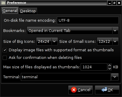 The patched preferences menu